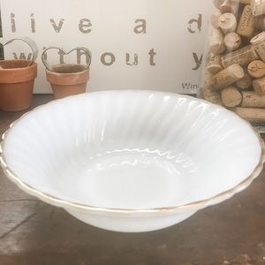 Vintage Fire King ribbed milk glass bowl.